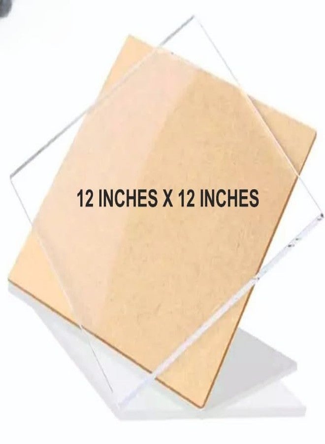 NEILL® High Gloss Acrylic Square Sheet 3mm Transparent (Pack of 1pcs) Use for Glass Painting, DIY Projects, Educational Projects Size:- (3mm, 12x12,) Transparent - Image 2
